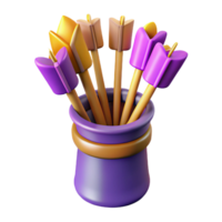 notable artistic A quiver full of magical arrows with different tips. NO BACKGROUND with Transparent Background. exclusive png