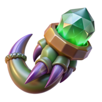 inspired surreal A detailed illustration of a dragon's claw holding a gem. NO BACKGROUND with Transparent Background. studio quality png