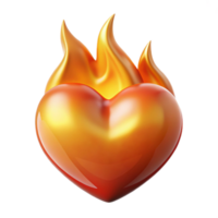 serene inspired A stylized, burning heart with glowing flames. NO BACKGROUND with Transparent Background. png