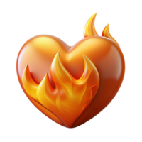 playful glorious A stylized, burning heart with glowing flames. NO BACKGROUND with Transparent Background. authentic png