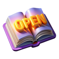 serene peaceful art deco A stylized, open book with glowing text. NO BACKGROUND with Transparent Background. expertly shot png