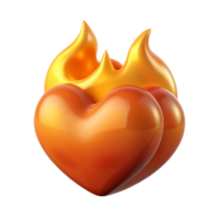 majestic retro A stylized, burning heart with glowing flames. NO BACKGROUND with Transparent Background. original png