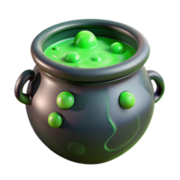 tranquil hypnotic A stylized, bubbling cauldron with glowing green liquid. NO BACKGROUND with Transparent Background. detailed png