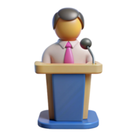 majestic distinctive Speaker at a podium NO BACKGROUND with Transparent Background. png