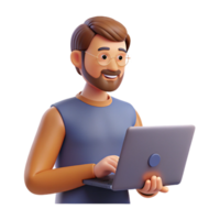 mesmerizing remarkable Writer typing on a laptop NO BACKGROUND with Transparent Background. png