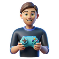 magnificent playful vintage Gamer with a controller NO BACKGROUND with Transparent Background. sharp png