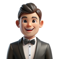 spectacular playful classic Groom in a tuxedo NO BACKGROUND with Transparent Background. crisp png