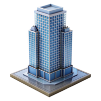 stunning retro Modern skyscraper architectural model, NO BACKGROUND with Transparent Background. 4K png