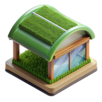 spectacular retro Sustainable green roof section, NO BACKGROUND with Transparent Background. sharp png