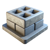 vibrant standout Concrete foundation block, NO BACKGROUND with Transparent Background. png