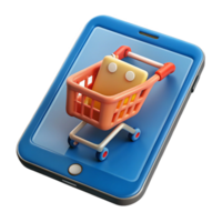 peaceful glorious Tablet with e-commerce shopping cart displayed NO BACKGROUND with Transparent Background. original png