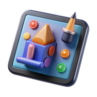 vibrant rustic Tablet displaying digital art creation software NO BACKGROUND with Transparent Background. detailed png