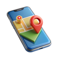 pristine abstract Smartphone with navigation app map displayed NO BACKGROUND with Transparent Background. sharp png