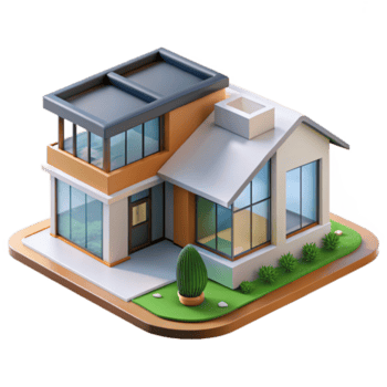 striking renaissance Architectural rendering, digital, of a modern house, NO BACKGROUND with Transparent Background. authentic png