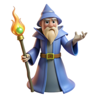 joyful dramatic A powerful wizard, staff in hand, casting a spell. NO BACKGROUND with Transparent Background. 4K png