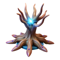 romantic dazzling A single, ancient, gnarled tree root, pulsing with magical energy. NO BACKGROUND with Transparent Background. ultra HD png