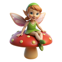 wonderful timeless A playful pixie, perched on a mushroom. NO BACKGROUND with Transparent Background. png
