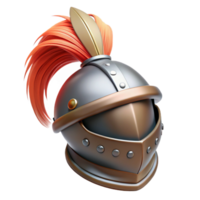 spectacular iconic A knight's helmet, adorned with a plume of feathers. NO BACKGROUND with Transparent Background. png