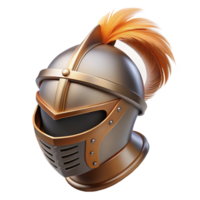 reflective breathtaking A knight's helmet, adorned with a plume of feathers. NO BACKGROUND with Transparent Background. original png