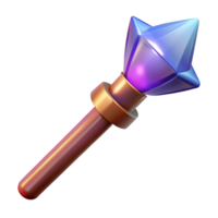 signature contemporary A powerful magic wand, tipped with a glowing crystal. NO BACKGROUND with Transparent Background. artisan png