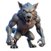 striking sought-after A fearsome werewolf, mid-transformation, snarling ferociously. NO BACKGROUND with Transparent Background. png