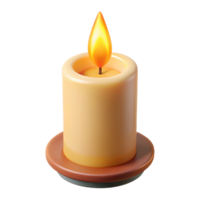 splendid retro A single, burning candle, emitting a flickering flame. NO BACKGROUND with Transparent Background. professional png