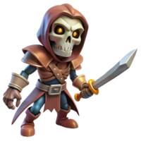splendid melancholic urban A menacing skeleton warrior, wielding a rusty sword. NO BACKGROUND with Transparent Background. ultra HD png