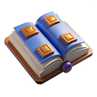 impressive acclaimed A single, open book, pages filled with ancient runes. NO BACKGROUND with Transparent Background. png