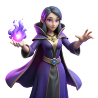 vibrant nordic A powerful sorceress, casting a spell with her hands. NO BACKGROUND with Transparent Background. precision png