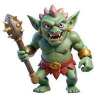 magnificent coveted A fearsome troll, wielding a crude club. NO BACKGROUND with Transparent Background. png