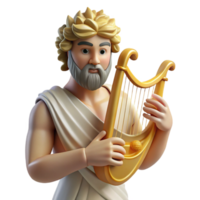 whimsical immaculate Apollo, God of Music and Poetry, playing a lyre NO BACKGROUND with Transparent Background. professional png