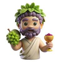 serene timeless Dionysus, God of Wine, holding a grapevine NO BACKGROUND with Transparent Background. png