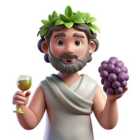 impressive victorian Dionysus, God of Wine, holding a grapevine NO BACKGROUND with Transparent Background. professional png