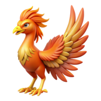 majestic rustic Phoenix, mythical firebird NO BACKGROUND with Transparent Background. studio quality png