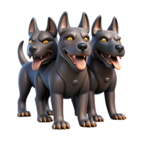 whimsical striking Cerberus, three-headed dog, guardian of the underworld NO BACKGROUND with Transparent Background. original png