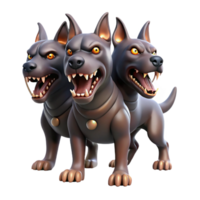 nostalgic fascinating Cerberus, three-headed dog, guardian of the underworld NO BACKGROUND with Transparent Background. perfect clarity png