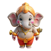 majestic sought-after Ganesha, Hindu god of wisdom and success with an elephant head NO BACKGROUND with Transparent Background. png