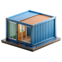 timeless retro Shipping container home module, NO BACKGROUND with Transparent Background. authentic png