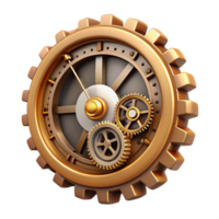 mesmerizing distinctive Steampunk clock face with Roman numerals and exposed gears. NO BACKGROUND with Transparent Background. png