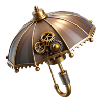 stunning joyful impressionist Steampunk umbrella with a brass frame and gear-driven mechanisms. NO BACKGROUND with Transparent Background. genuine png