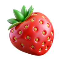 serene signature Ripe red strawberry with green leaves NO BACKGROUND with Transparent Background. png
