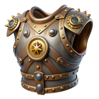 serene unparalleled Steampunk armor breastplate with riveted plates and gear mechanisms. NO BACKGROUND with Transparent Background. png