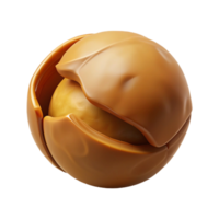 radiant intense art deco Macadamia nut, single, cracked. NO BACKGROUND with Transparent Background. high resolution png