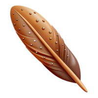 standout tropical Brown bird feather, speckled. NO BACKGROUND with Transparent Background. sharp png