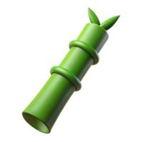 inspired rustic Bamboo stalk, single, green. NO BACKGROUND with Transparent Background. 8K png