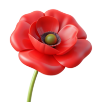 inspired rustic Single poppy flower, red. NO BACKGROUND with Transparent Background. detailed png