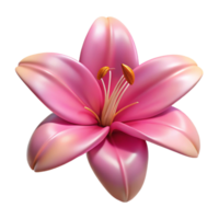stunning organic Lily flower, single, pink. NO BACKGROUND with Transparent Background. authentic png