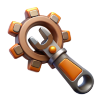 sumptuous bohemian Steampunk wrench with adjustable jaws and intricate gear mechanisms. NO BACKGROUND with Transparent Background. 8K png