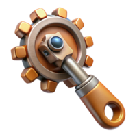 notable art deco Steampunk wrench with adjustable jaws and intricate gear mechanisms. NO BACKGROUND with Transparent Background. expertly shot png