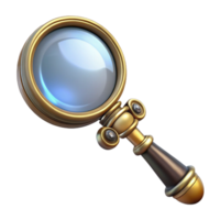 fascinating art deco Steampunk magnifying glass with an ornate handle and brass frame. NO BACKGROUND with Transparent Background. luxury png